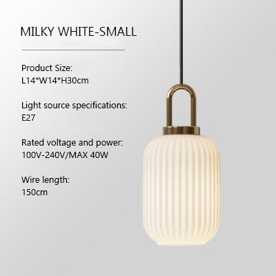 small ribbed glass pendant light