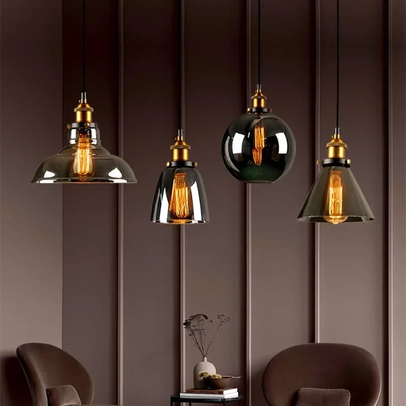 smoked glass pendant light