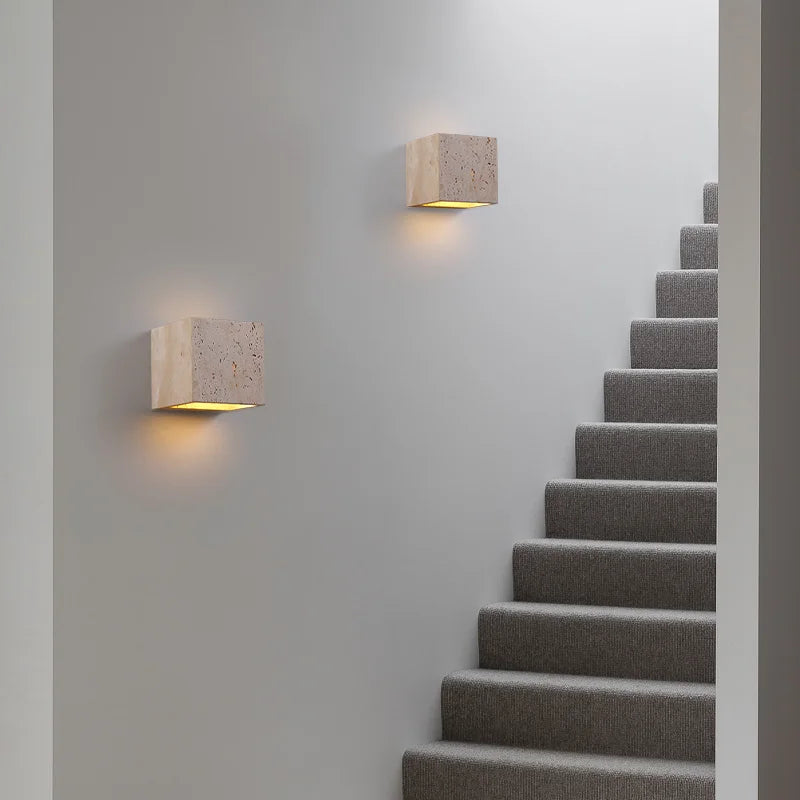 square stone wall lighting
