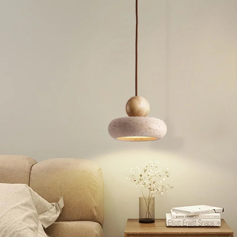 stone round pendant light fixture