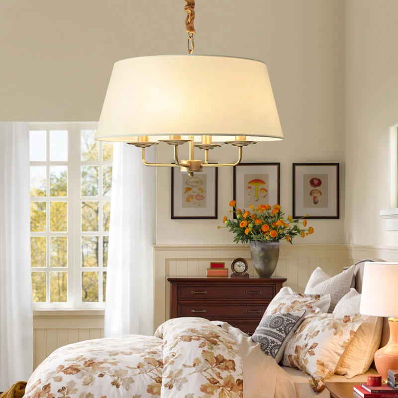 white drum chandelier