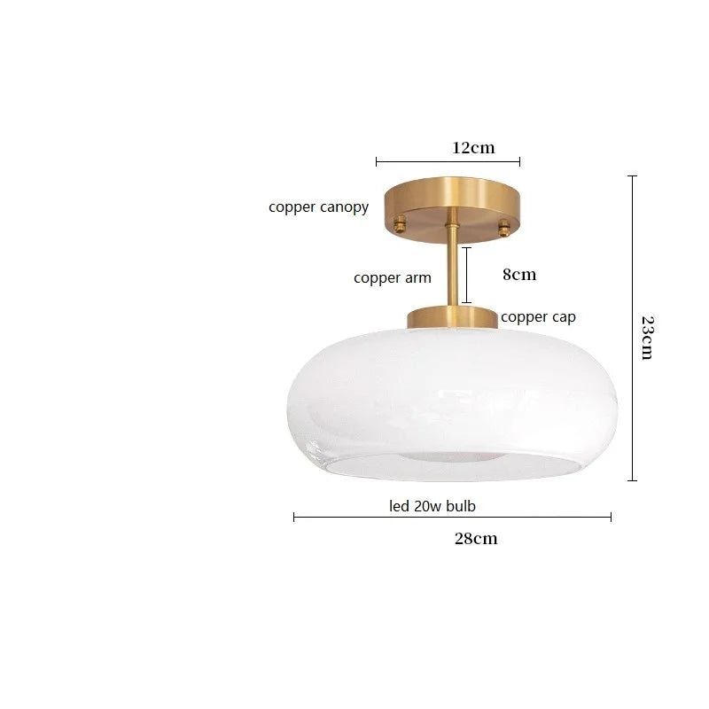 elegant round ceiling light with glass shade