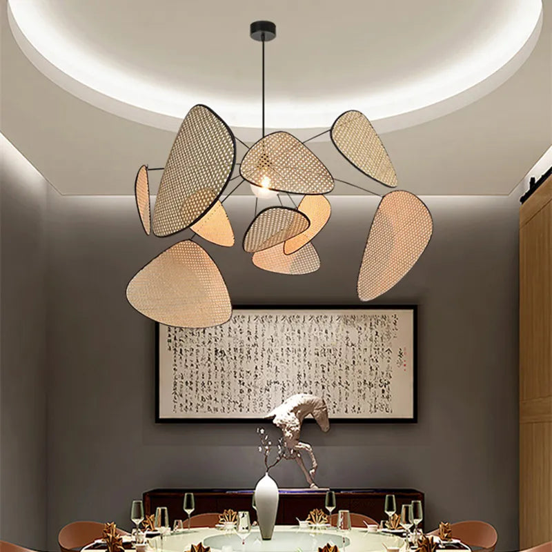 wicker chandelier shades bamboo