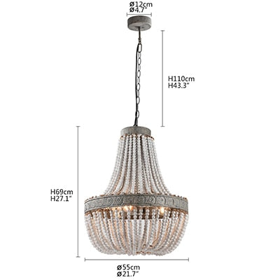 wood beaded chandelier