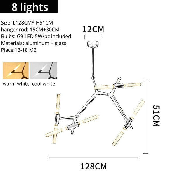 8 arm sputnik light chandelier