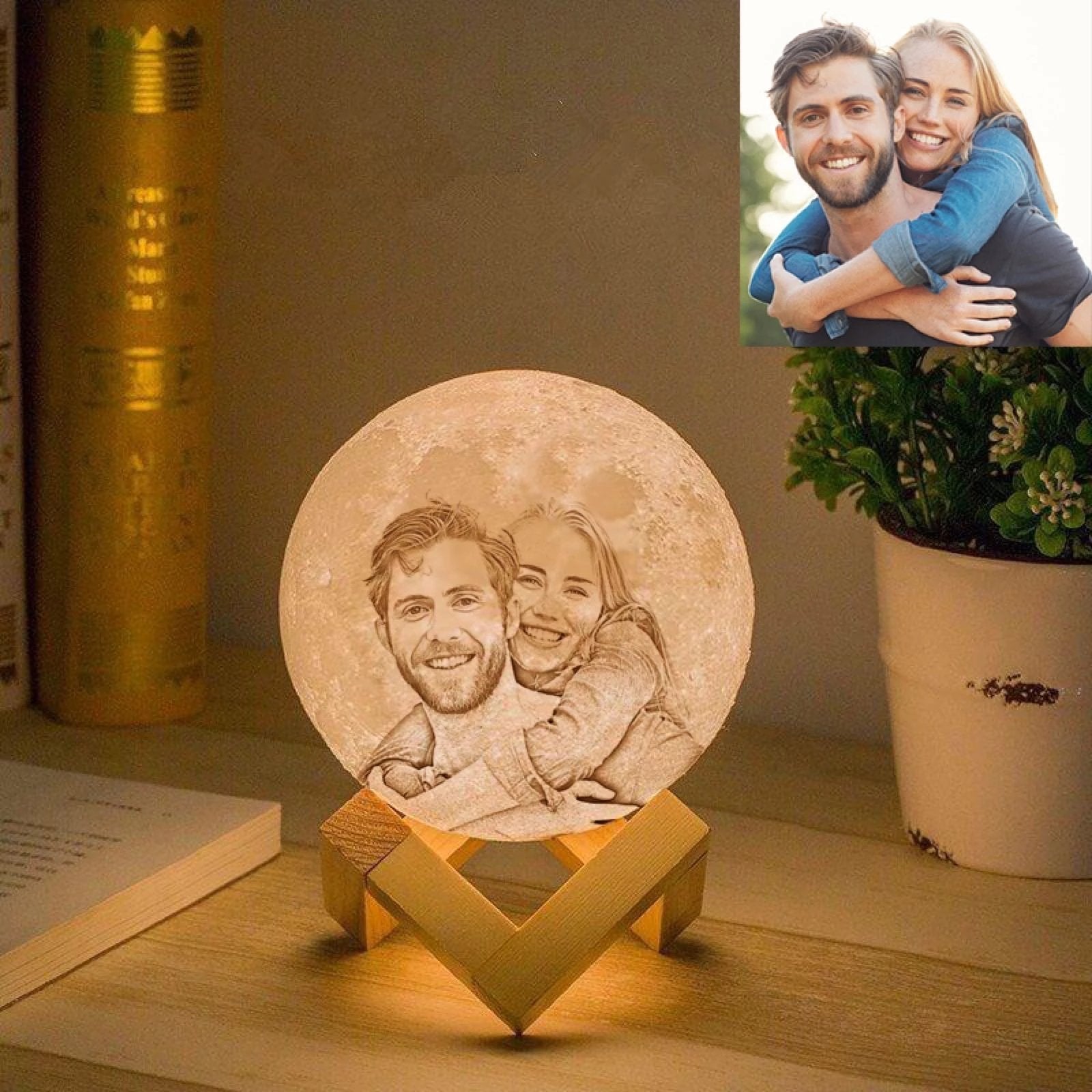 Customized moon lamp showcasing family photo
