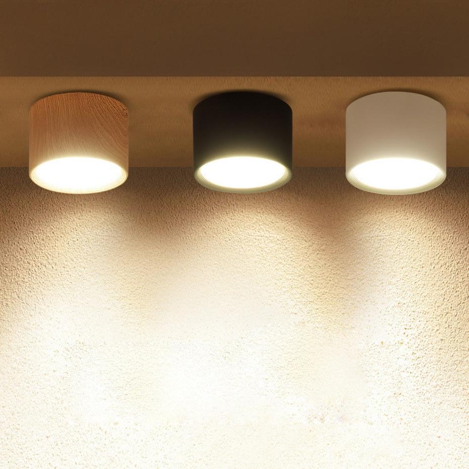 Modern wooden flush mount light in living room