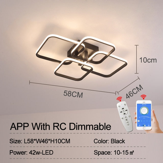 black 4 layered square led ceiling light