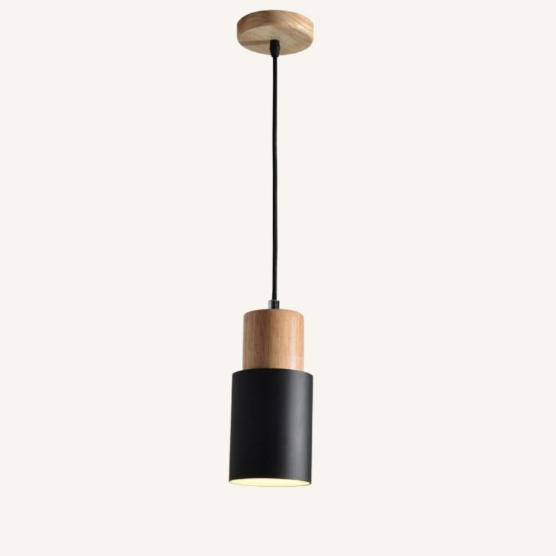 black and wood pendant light