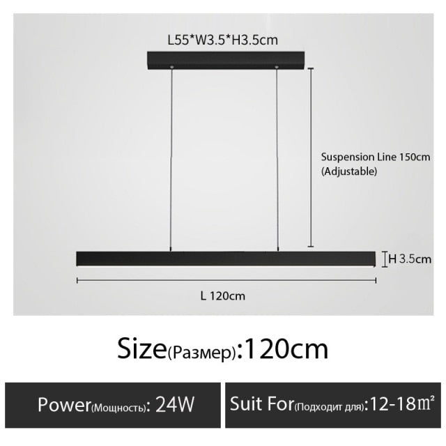 black linear pendant light