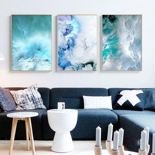 Blue Marble Wave Wall Art - Lala Lamps Store
