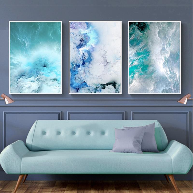 Blue Marble Wave Wall Art - Lala Lamps Store