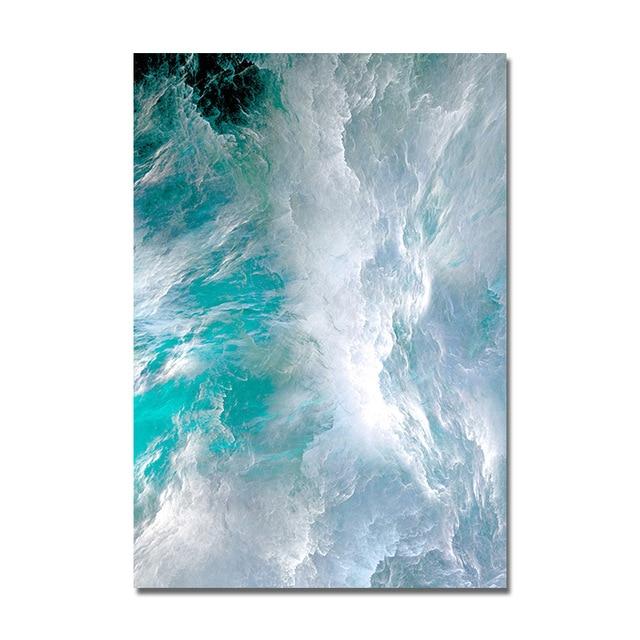 Blue Marble Wave Wall Art - Lala Lamps Store