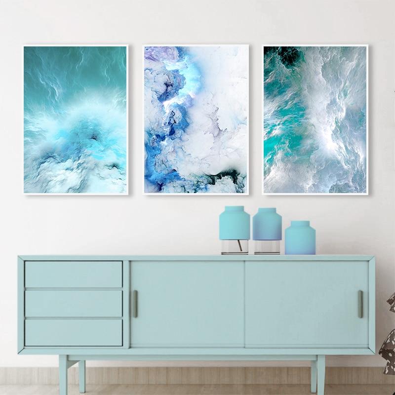 Blue Marble Wave Wall Art - Lala Lamps Store
