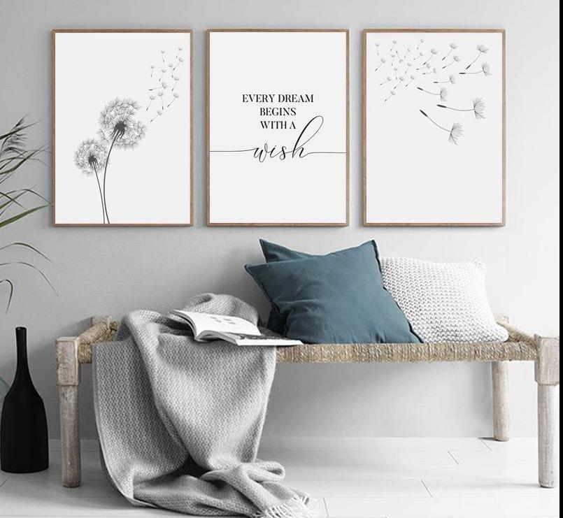 Dandelion Wish Canvas Wall Art - Lala Lamps Store