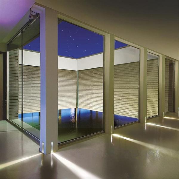 LED recessed wall light on hallway