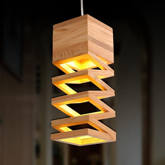 accordion wood pendant light