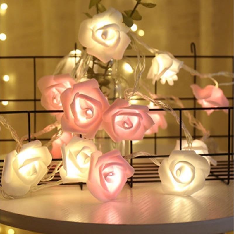 Romantic flower lights arrangement on a table