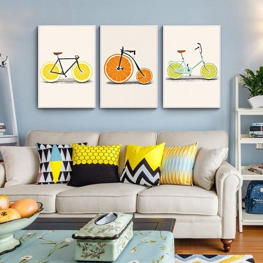 Lemon Orange Bike Canvas Wall Art - Lala Lamps Store