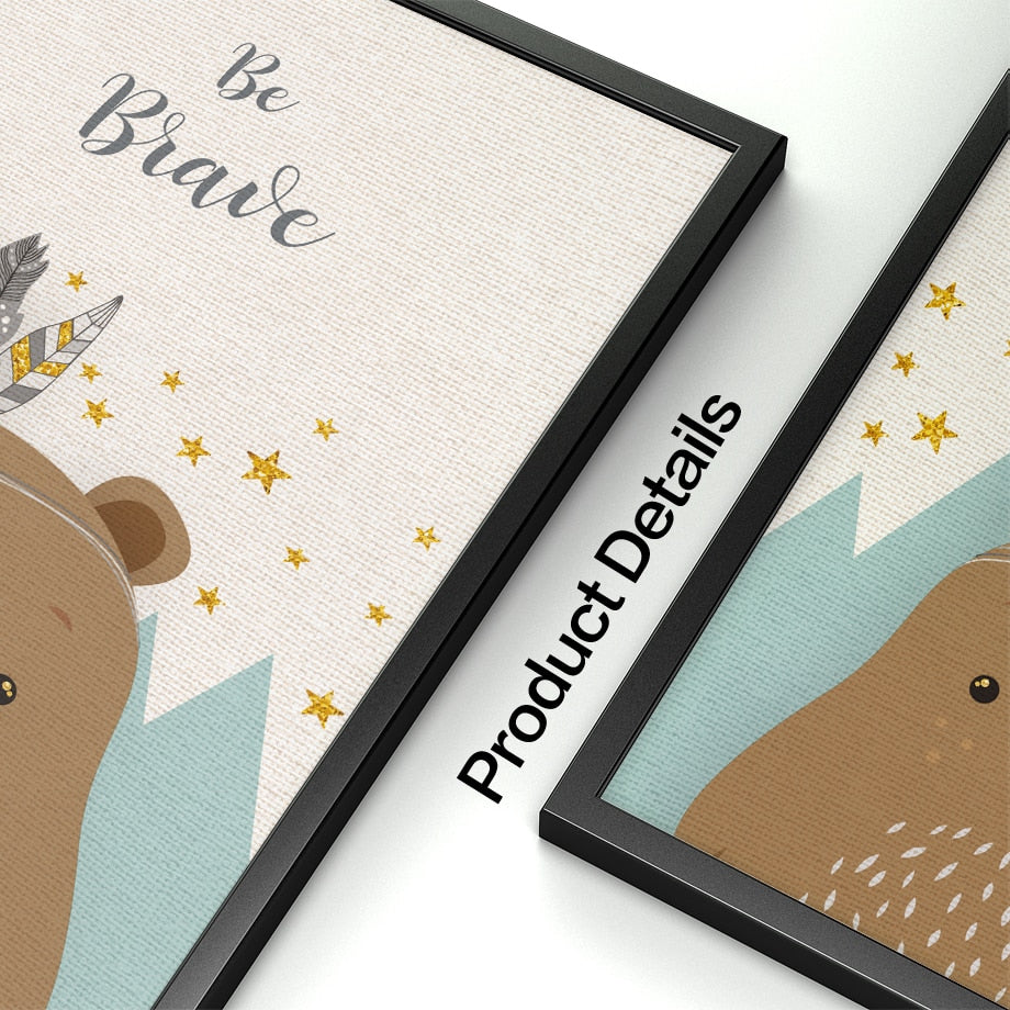 Bear Rabbit Fox Deer Nursery Canvas Wall Art Lala Lamps Store