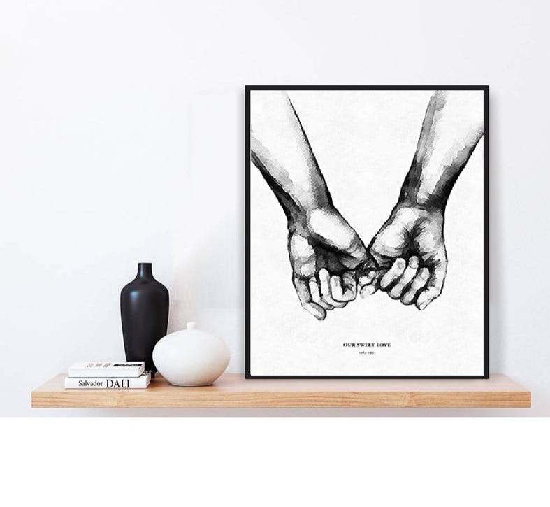 Sweet Love Back & White Canvas Wall Art - Lala Lamps Store