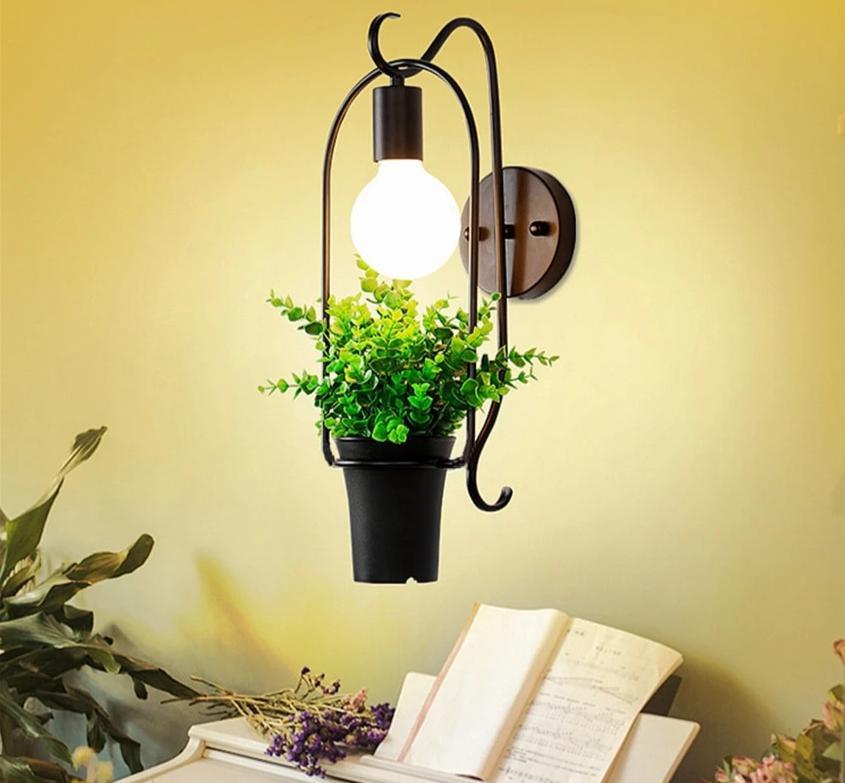 Modern planter wall lamp for indoor decor