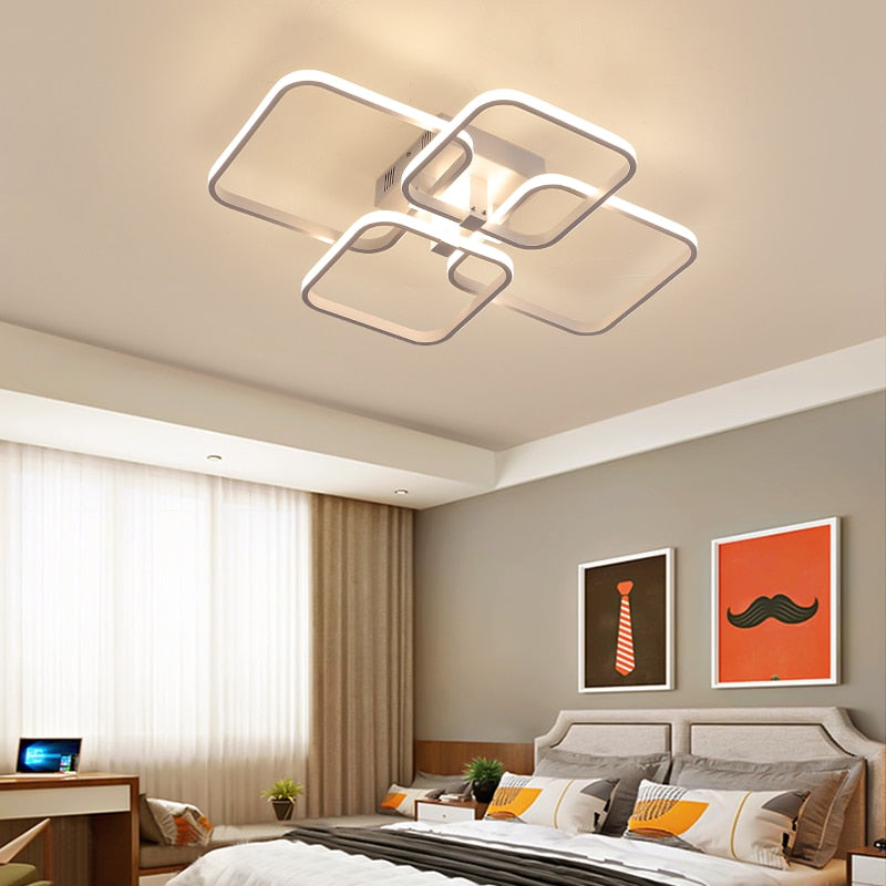 Four-layered square ceiling light in modern home design