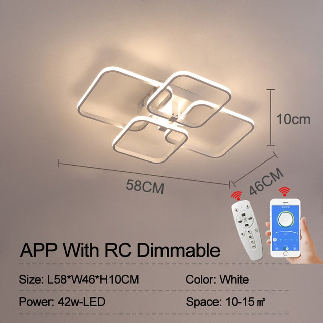 white 4 layered square ceiling lights dimmable