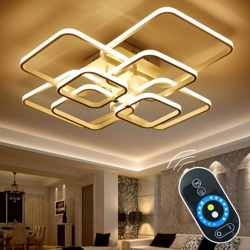 White square ceiling light for spacious living room