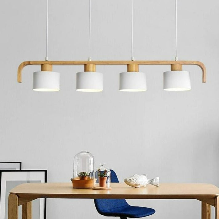 Minimalist wood chandelier for dining room lighting