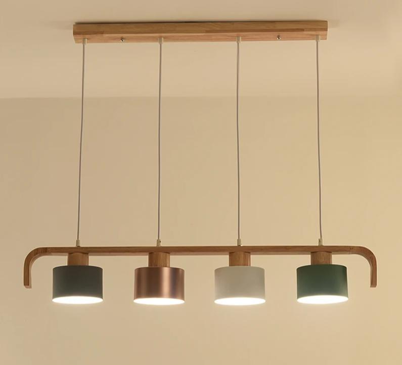 Elegant wood linear light fixture for restaurants