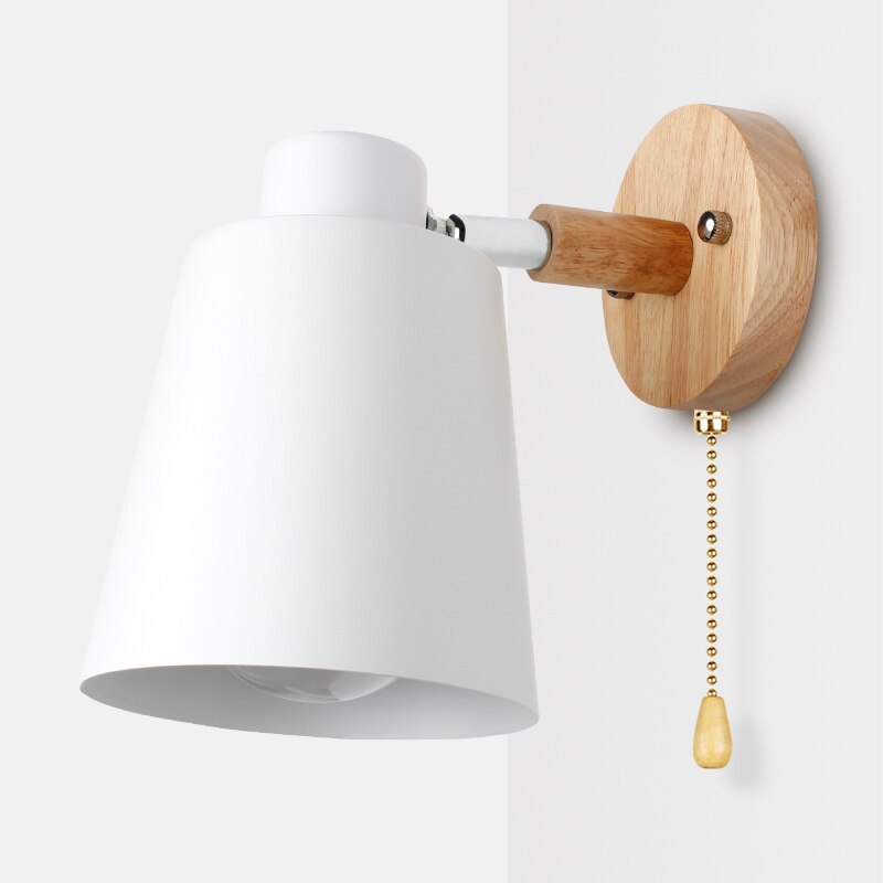 wood wall sconces zipper switch white color
