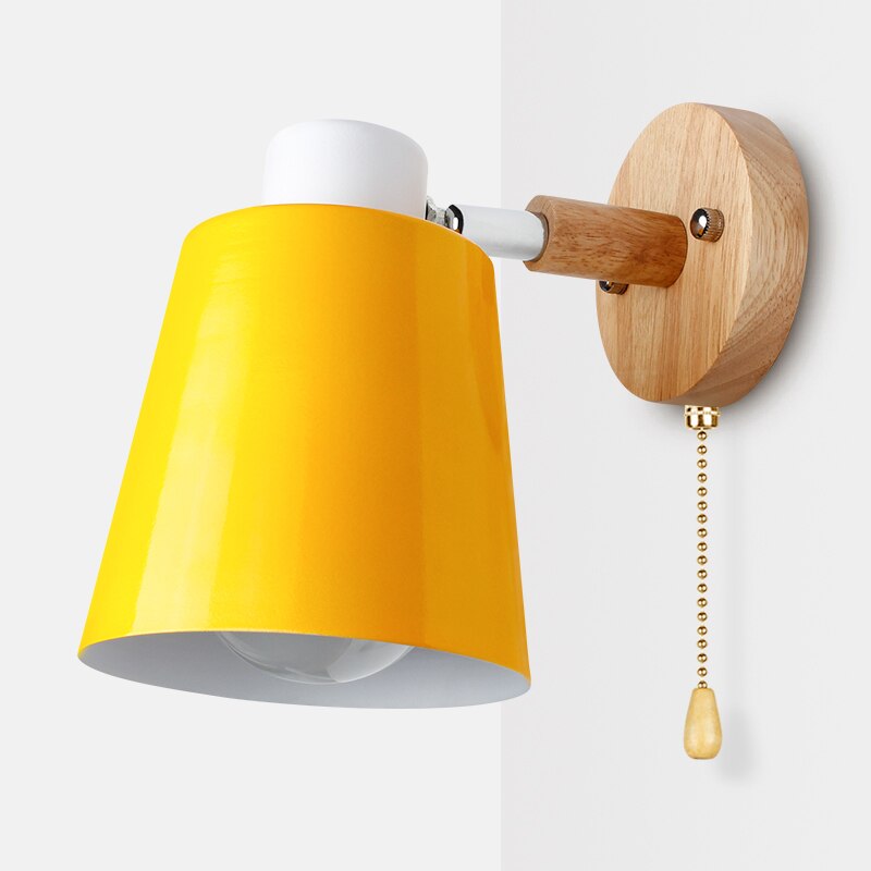 wooden wall sconce zipper switch yellow