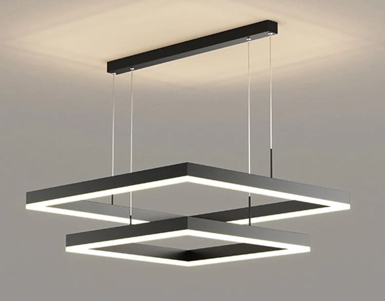 2 heads black square chandelier