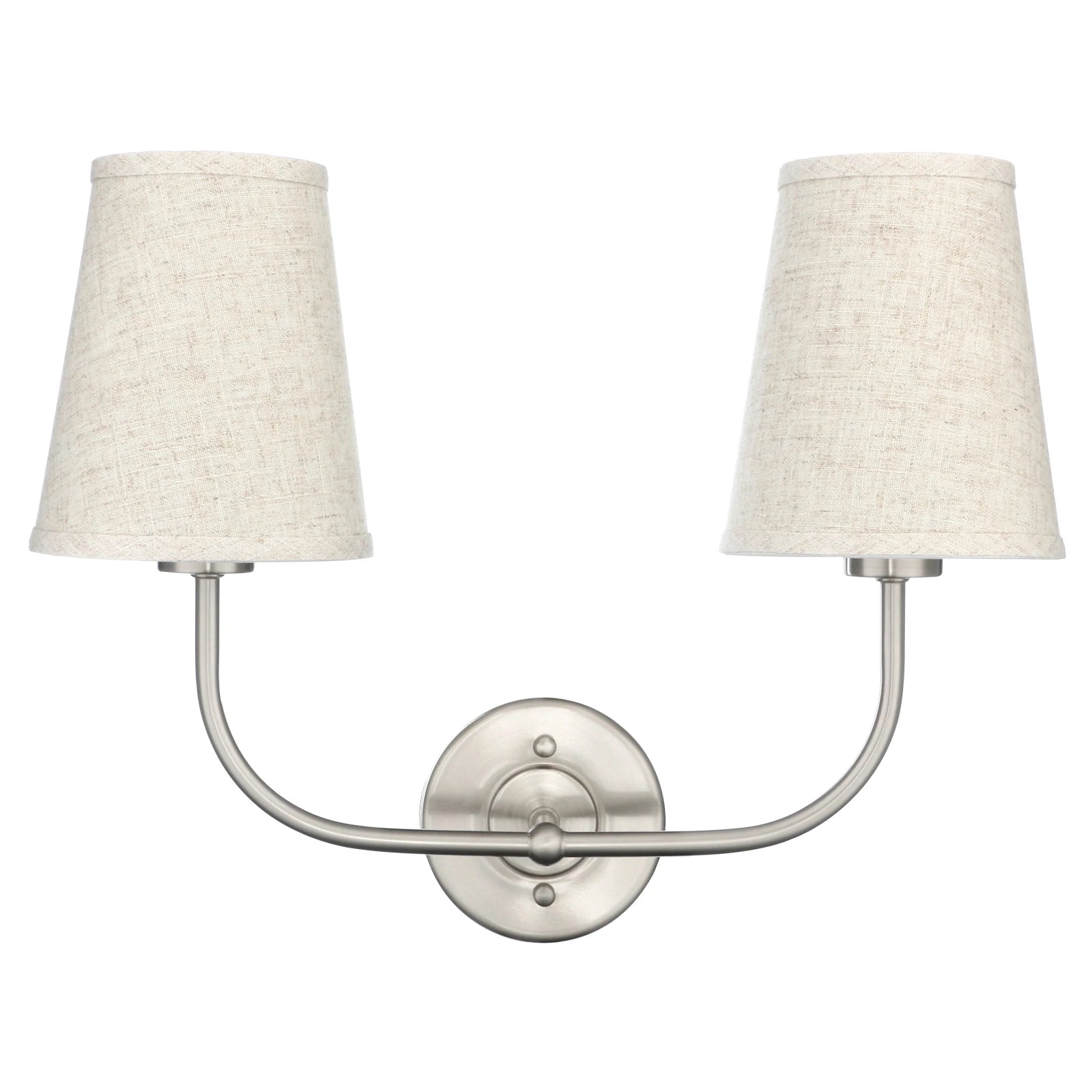 2 light wall sconce with fabric shade chrome