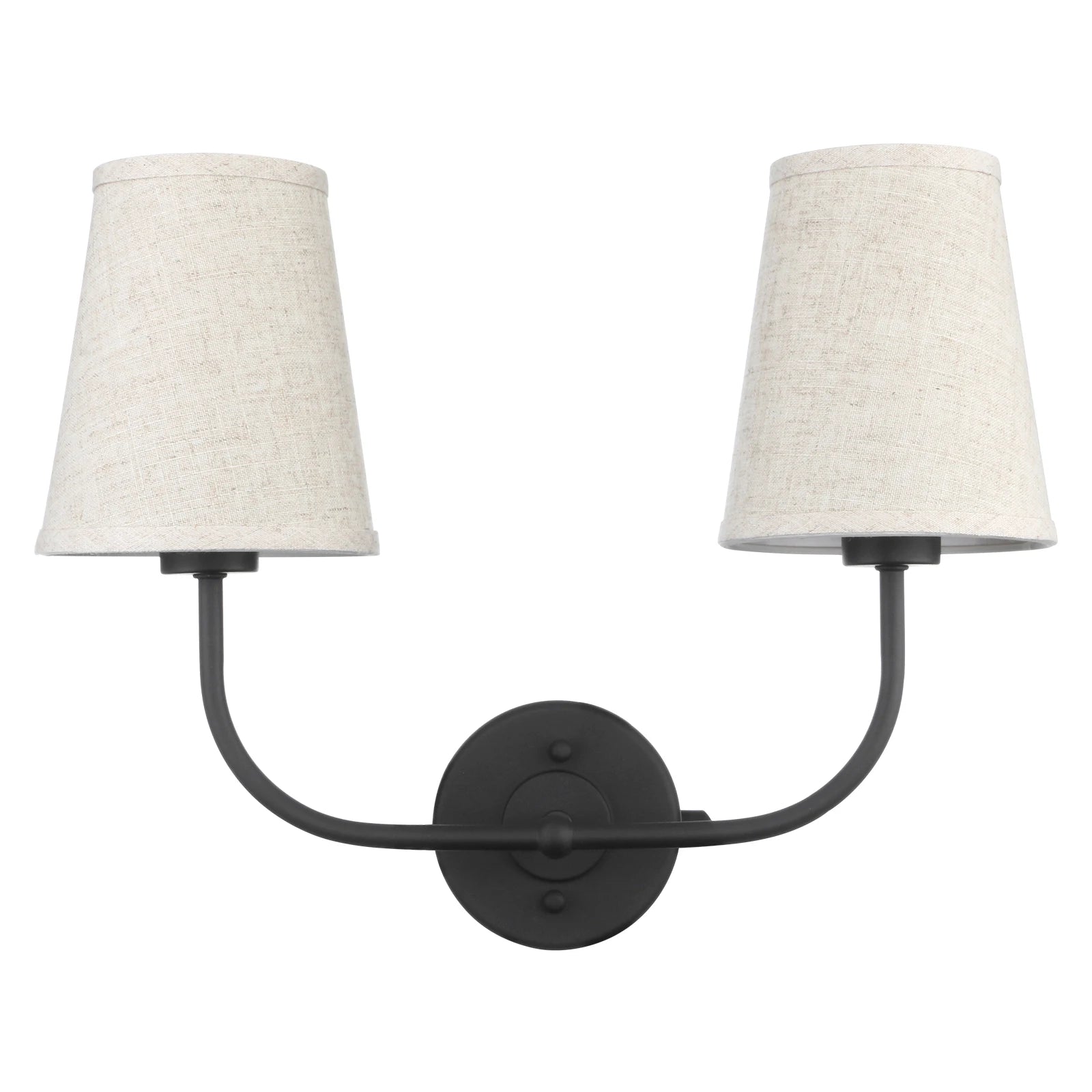 2 lights black fabric wall sconce