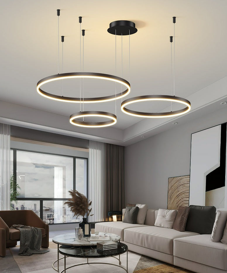 3 heads black round chandelier living room