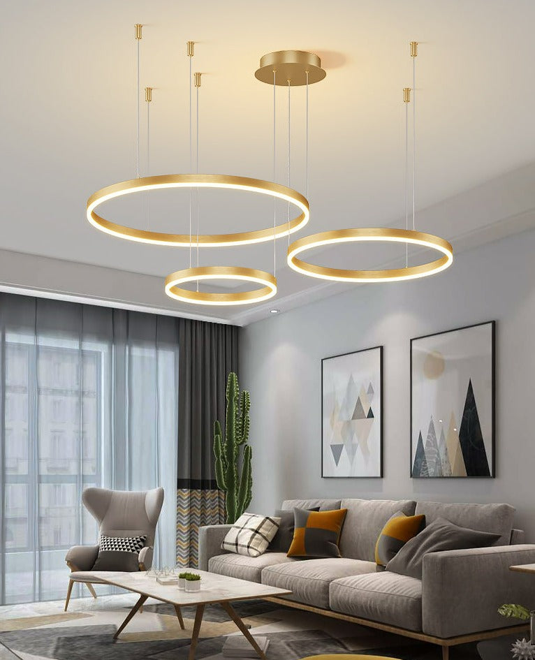 3 rings gold round chandelier