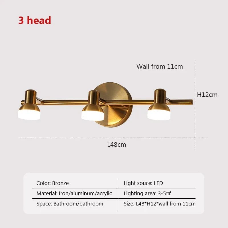 3 lights gold wall sconce for bathroom 