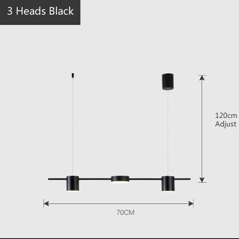 3 heads black linear chandelier dining room