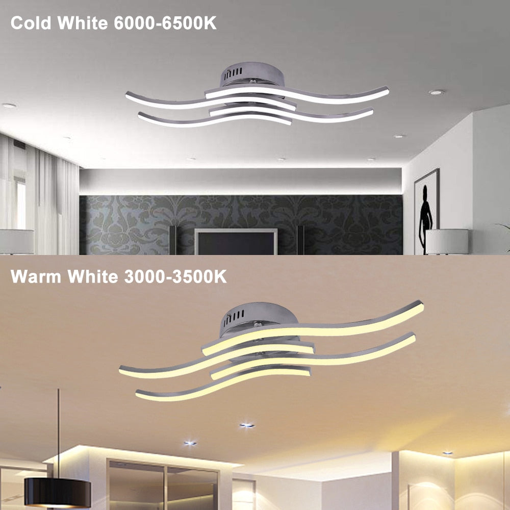 4 heads curved wave ceiling light