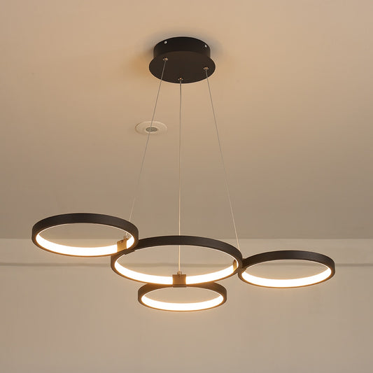 4 rings black round chandelier