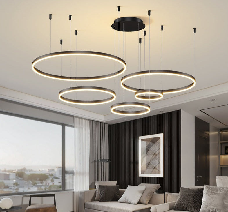 5 rings black round chandelier