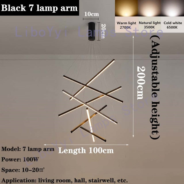 liboy modern high ceiling chandelier 7 arms