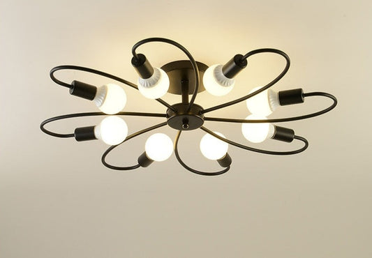 8 heads black flower ceiling light