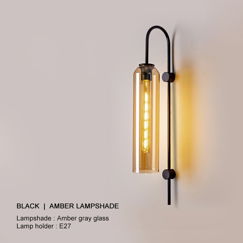 Amber led long glass wall sconce