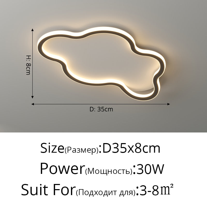 Black led flush mount light cloud shape