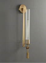 Brushed brass wall sconce with mid-century inspired look