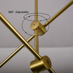 Close-up of brass sputnik chandelier arm detaile