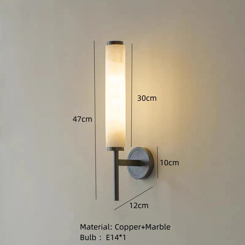 Detail shot of Deanley wall light showcasing soft light through frosted glass tube